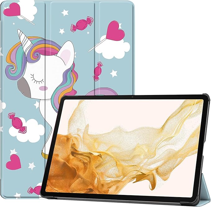 Lightweight Trifold Stand Smart Case Cover with Auto Wake/Sleep for Samsung Galaxy Tab S9 Plus / S9+ SM-X810 / SM-X816 / SM-X815 Unicorn