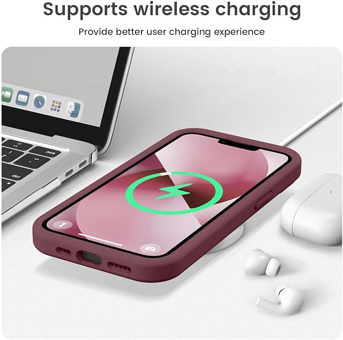 Vooii Compatible with iPhone 13 Case, Liquid Silicone Upgrade [Camera Protection] [Soft Anti-Scratch Microfiber Lining] Shockproof Phone Case for iPhone 13 6.1 inch - Plum