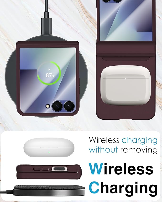 STORMTAL for Samsung Galaxy Z Flip 7 Case, Hinge Protection, Built-in Screen Protector, Wireless Charging, Shockproof, Slim Rugged Phone Protective Case for Galaxy Z Flip 7 Wine