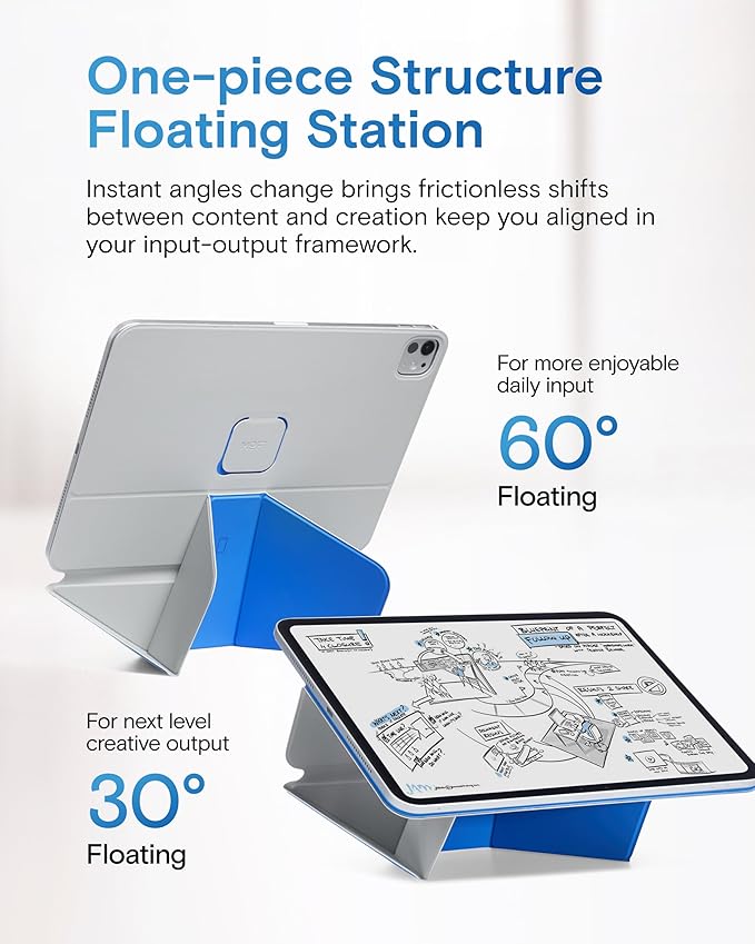 MOFT Dynamic Folio Case for iPad mini 7 A17 Pro (2024), iPad mini 6 (2021), Silm Magnetic Stand Case with 20+ Viewing Angles, Auto Wake/Sleep, Ultra Thin, Cement x Sapphire