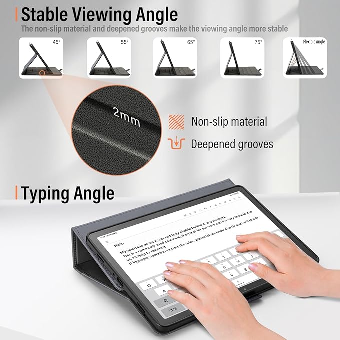 Handmade Case for Samsung Galaxy Tab A9 Plus/A9+ 5G Tablet 11 Inch 2023 SM-X210/SM-X216/SM-X218u with Pocket,Multi Angles,Magnetic Closure,Vegan Leather Folio Cover,Auto Sleep/Wake,Gray