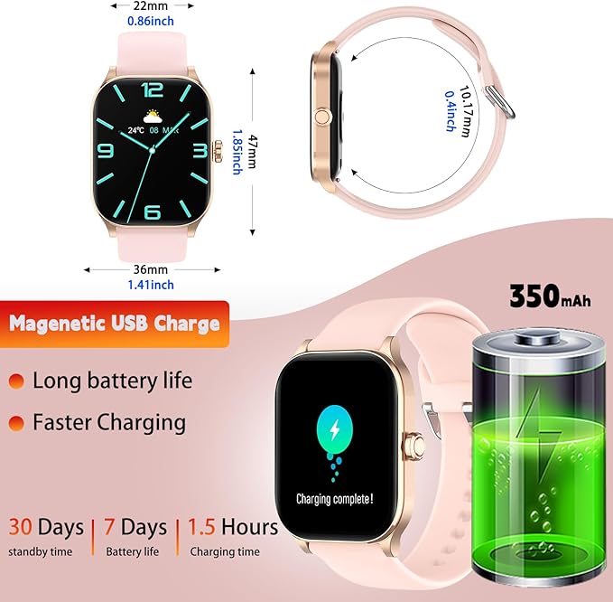 Smart Watch for Women Men(Answer/Make Call), Smartwatches with Heart Rate/SpO2/Sleep/Stress Monitor, IP68 Waterproof Activity Tracker for Android iPhone, 100+ Sports Fitness Watches (Pink, 2.01“)
