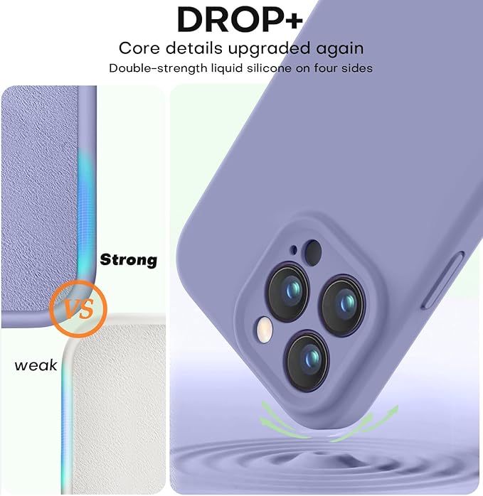 Vooii Compatible with iPhone 15 Pro Max Case, Upgraded Premium Silicone, [Camera Protection] [Soft Anti-Scratch Microfiber Lining] Shockproof Phone Case for iPhone 15 Pro Max 6.7 inch - Lavender Grey