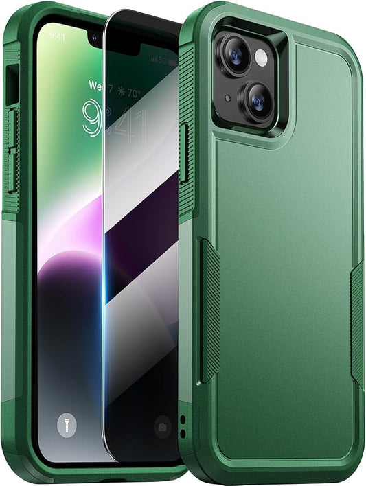 Diaclara Designed for iPhone 14 Case, [with Privacy Screen Protector] [Anti Spy] [Military Grade Drop Protection] Heavy Duty Full-Body Shockproof Phone Case, Green