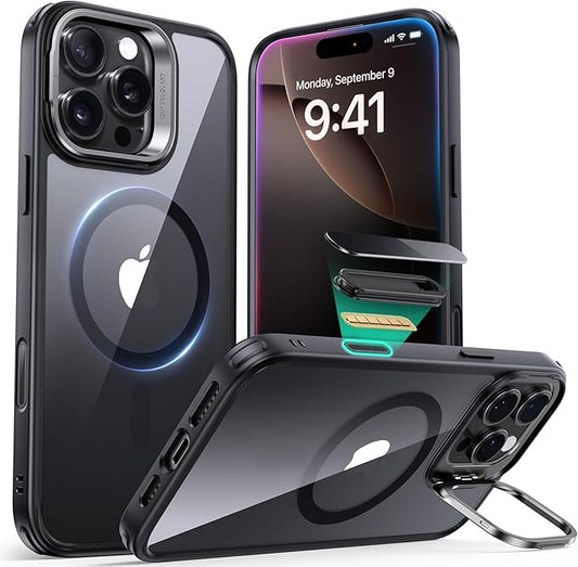 ESR for iPhone 16 Pro Case,Camera Control Button Compatible with MagSafe, Military-Grade Protective Case, Built-in Stash Stand Phone Case, Scratch-Resistant Back Cover, Classic Series, Clear Black