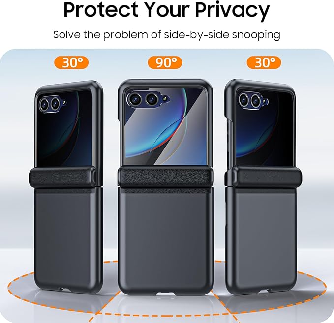 for Motorola Razr Plus Case, Built-in Privacy Screen Protector & Hinge Protection & Ultra Thin Matte PC Shockproof Phone Cover Smartphone Case for Moto Razr Plus 2023 (Black)