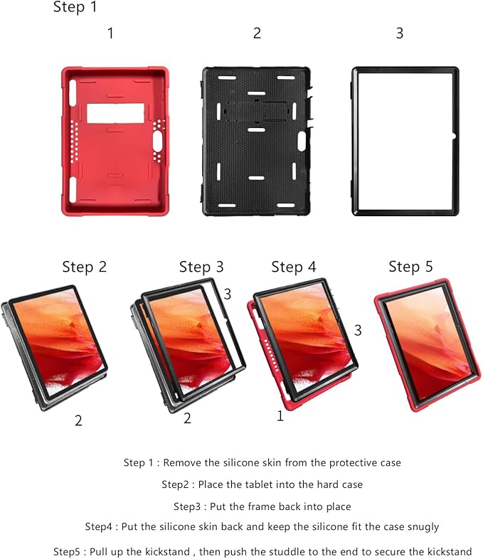 for Pritom M10 Inch Case, Heavy-Duty Drop-Proof Shock-Resistant Kids Friendly Protective case for QuntiCO Y10/Voger priorpad X100/Digiland Tablet DL1036/Gateway 10.1 HD Tablet(Red/Black)