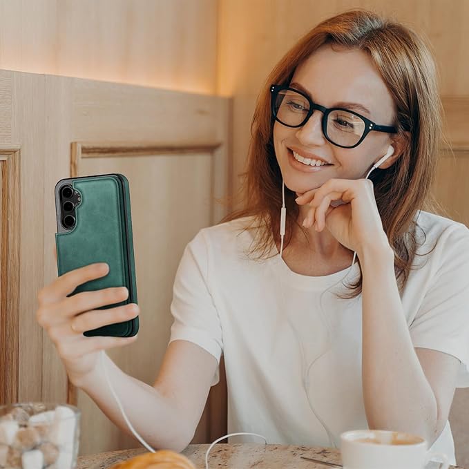 DJDUCK Designed for Samsung Galaxy S25 Plus Case Wallet with Card Holder, [Magnetic Clasp Cover] [RFID Blocking Leather Protection] Shockproof Women Men Cases for Samsung S25 Plus Sea Green