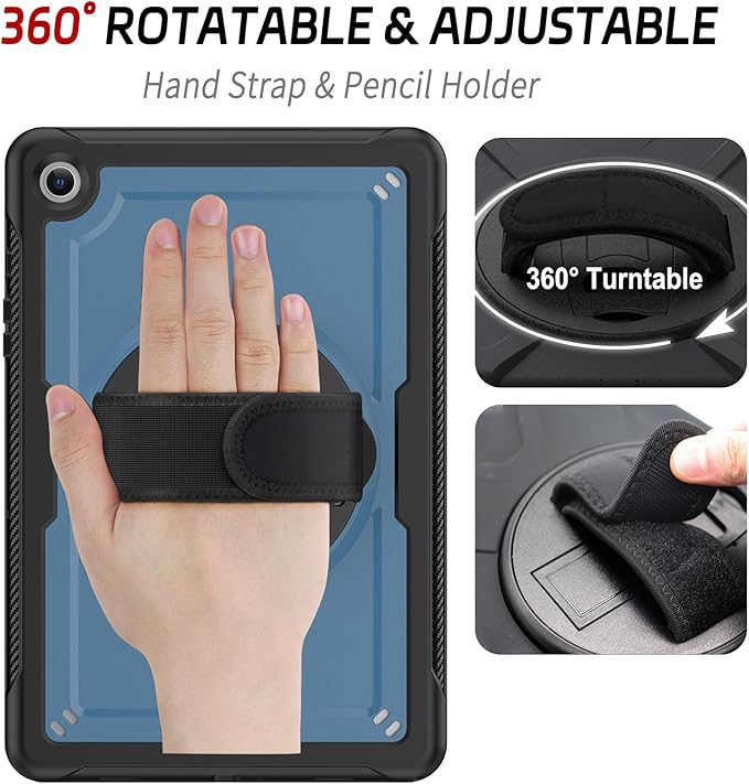 ZenRich Case for Samsung Galaxy Tab A9 Plus / A9+ 5G 11" 2023 (SM-X210/X216/X218),Heavy Duty Shockproof Protective Case with 360 Rotating Kickstand Hand & Shoulder Belt for Galaxy Tab A9 Plus 11 inch