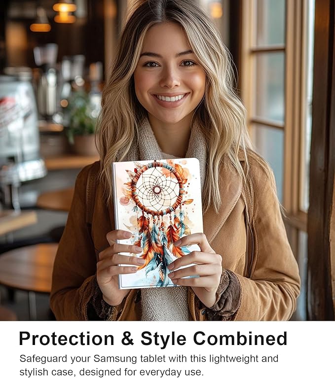 Case for Samsung Galaxy Tab S10 FE/ S9 FE 5G 10.9 Inch/Tab S9 11 Inch, Slim PU Leather Stand Cover with Auto Wake/Sleep, Multi-Angle Viewing & Shockproof, Dreamcatcher