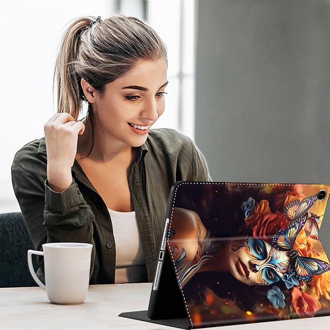 Case for Galaxy Tab A9 Plus ， Auto Sleep/Wake Multi-Angle Viewing Slim Folio Stand Cover for Samsung Galaxy Tab A9+/A9 Plus 11 Inch 2023 (SM-X210/X216/X218), Butterfly Girl