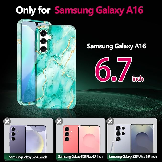 Casetego for Galaxy A16 5G Case,Compatible with MagSafe,[Military Grade Drop Test] Full Body Protection Slim Shockproof Rugged Marble Women Case for Samsung Galaxy A16 5G 6.7 inch,Turquoise