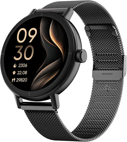 Smart Watch for Women with Two Bands, Fitness Tracker Watch, Heart Rate Monitor, Step Counter, Android & iOS Phones Compatible, Answer/Make Calls, HD Touchscreen, IP68 Waterproof, Black