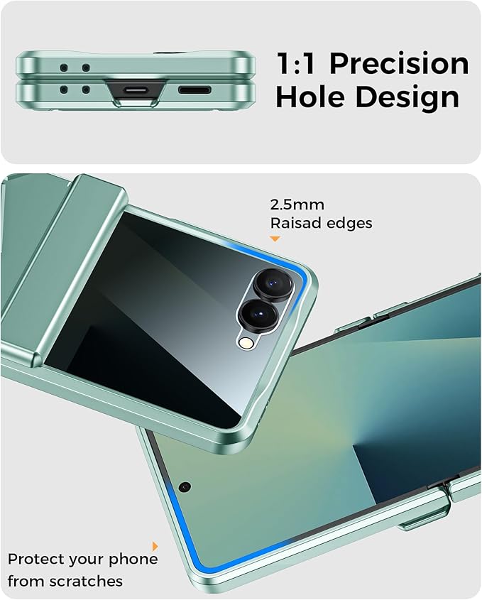 for Samsung Galaxy Z Flip 7 Case,Built-in Privacy Screen Protector&Hinge Protection Shockproof All-Inclusive Smartphone Cover for Samsung Galaxy Z Flip 7(Mint Green)