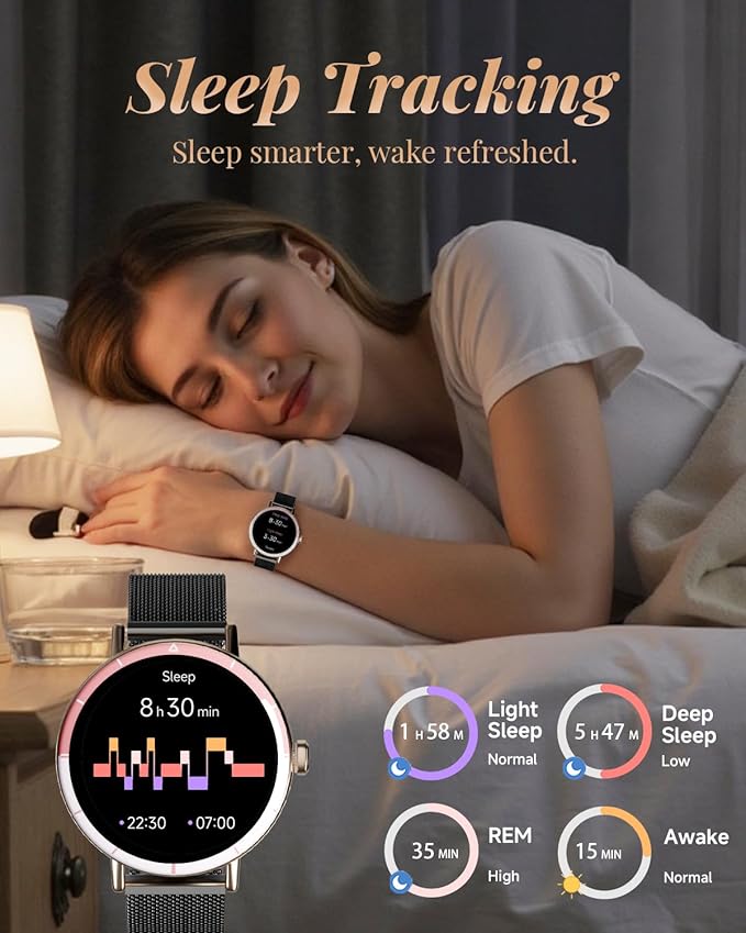 Smart Watch for Women with Two Bands, Fitness Tracker Watch, Heart Rate Monitor, Step Counter, Android & iOS Phones Compatible, Answer/Make Calls, HD Touchscreen, IP68 Waterproof, Black Gold