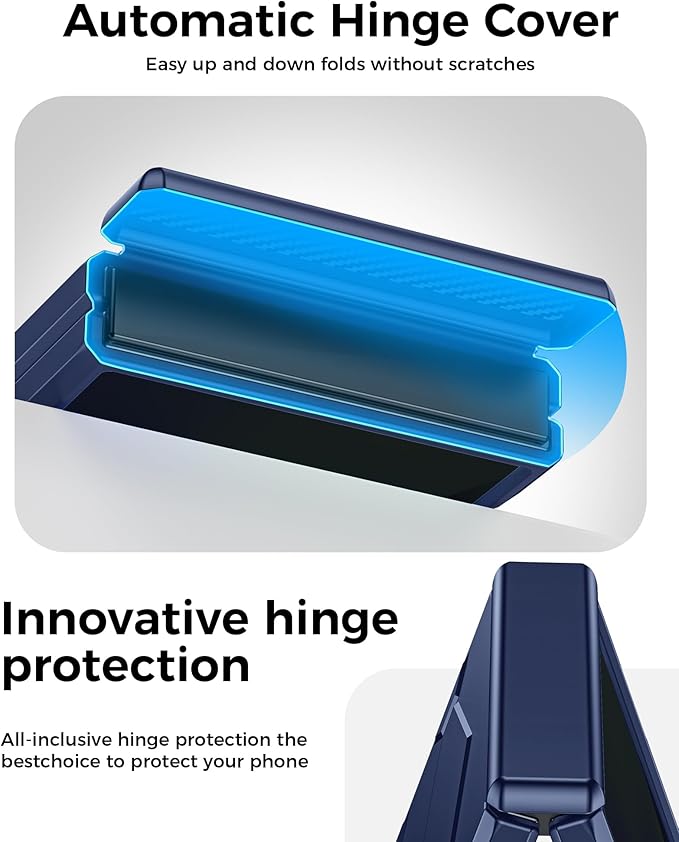 for Samsung Galaxy Z Flip 7 Case,Built-in Privacy Screen Protector&Hinge Protection Shockproof All-Inclusive Smartphone Cover for Samsung Galaxy Z Flip 7(Blue)