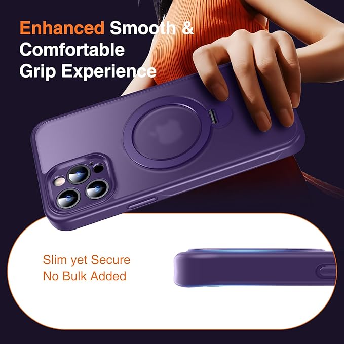 360° O-Ring MagStander for iPhone 12 Pro Max Case with Magnetic Kickstand Ring Holder [Compatible with MagSafe][360°Rotate Stand][Military Shockproof] iPhone 12 Pro Max Phone Cover Purple