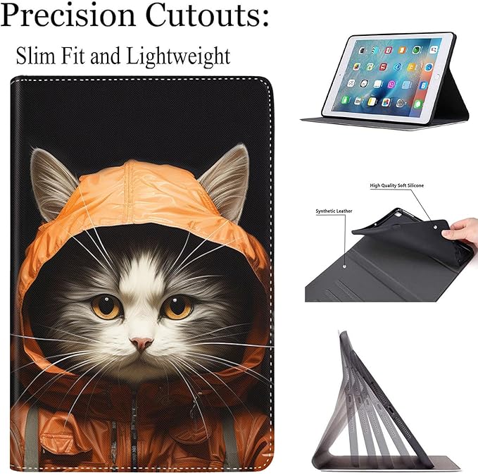 Case for Galaxy Tab A9 Plus ， Auto Sleep/Wake Multi-Angle Viewing Slim Folio Stand Cover for Samsung Galaxy Tab A9+/A9 Plus 11 Inch 2023 (SM-X210/X216/X218), Cute Cat