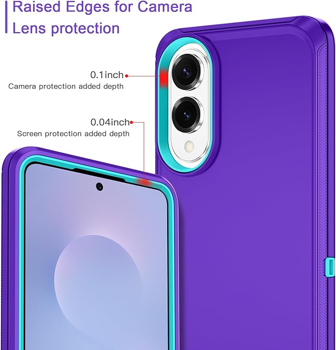 for Samsung Galaxy S25 Edge Case Heavy Duty Protective Shockproof Dropproof 3-Layer Full Body Protection [Without Screen Protector] Tough Rugged Case for Galaxy S25 Edge,Purple/Green