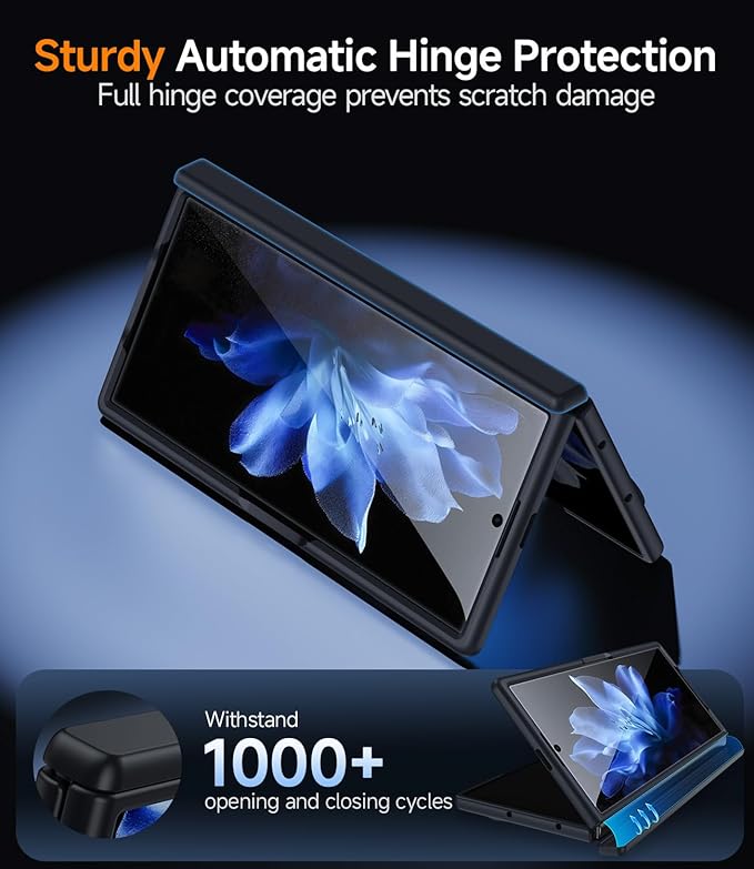 Magnetic for Samsung Galaxy-Z-Fold-7 Case: Fit for Magsafe & Built-in Hinge Protection & Screen Protector [Anti-Scratch] Shockproof Translucent Matte Phone Cover for ZFold 7 5G 2025(Black)