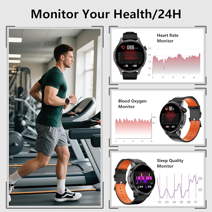 Smart Watches for Men,1.46" Fitness Tracker (Make Calls/Text),GPS and Offline Maps Navigation,5 Satellite Systems,Health,Compass/Altitude/Barometer,100+Sports Mode for Android iOS with 2 Straps