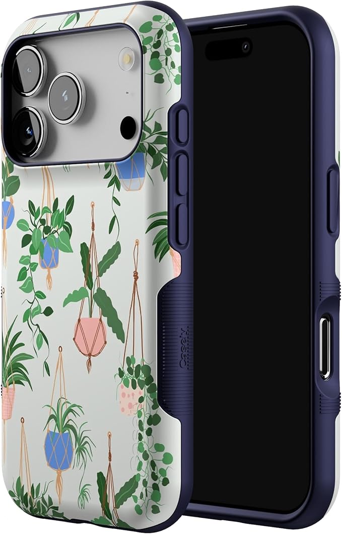 Casely iPhone 17 Pro Case | Hanging Around | Potted Plants Floral | Bold Protective Design | Compatible with MagSafe