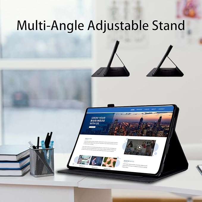 Case for Samsung Galaxy Tab A9 8.7 Inch Cover 2023 Magnetic PU Leather Folio Adjustable Stand Shell Foldable Card Holder Multi-Angle Galaxy Tab A9,Black