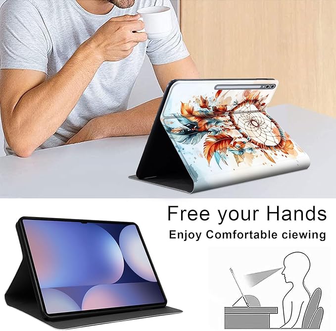 Case for Samsung Galaxy Tab S10 Ultra/Galaxy Tab S9/S8 Ultra 14.6-Inch, Slim PU Leather Stand Cover with Auto Wake/Sleep, Multi-Angle Viewing & Shockproof, Dreamcatcher