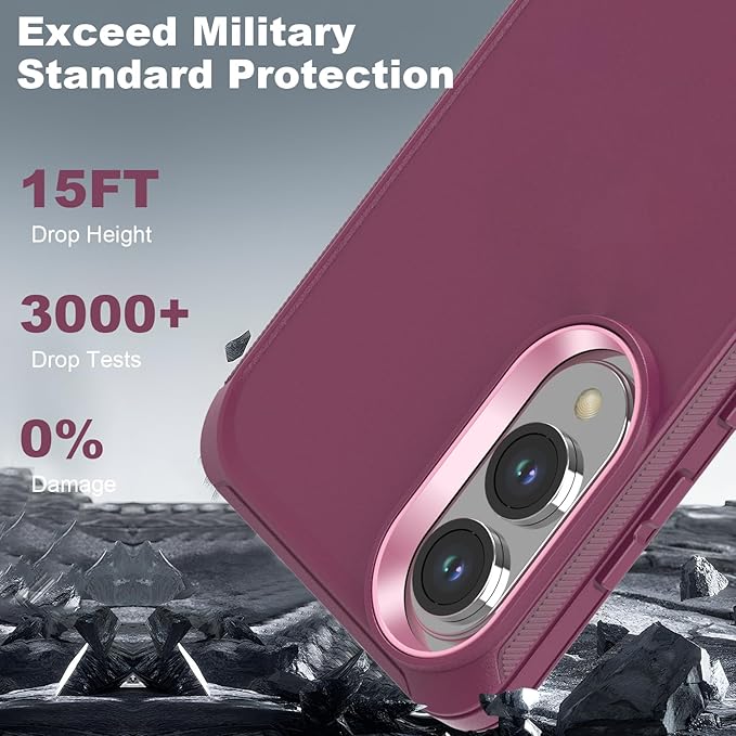 Designed for Samsung Galaxy S25 Edge Case [with Privacy Screen Protector] 3-Layer Full Body Protection Rugged Shockproof Heavy Duty Phone Case Cover, Purple/Pink