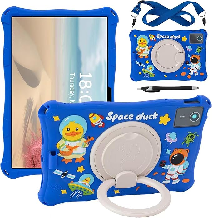 Tablet Case for Lenovo Tab M11 TB330FU 11"/Lenovo Pad 2024 TB331FC,Soft Anti-Stress Silicone Case with Rotate Stand/Pencil Holder/Shoulder Strap/Pen for Lenovo Tab M11 11 inch (Dark Blue)