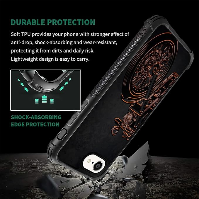 Compatible with iPhone 16e Case,Cool Motorcycle Phone Cover for Men/Women,Soft TPU Anti-Skid Thread and Four Corner Anti-Collision Protection Case Compatible with iPhone 16e 6.1inch