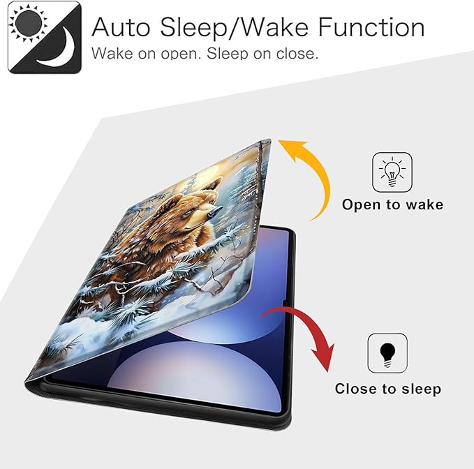 Case for Samsung Galaxy Tab S10 Ultra/Galaxy Tab S9/S8 Ultra 14.6-Inch, Slim PU Leather Stand Cover with Auto Wake/Sleep, Multi-Angle Viewing & Shockproof, Adorable Bear