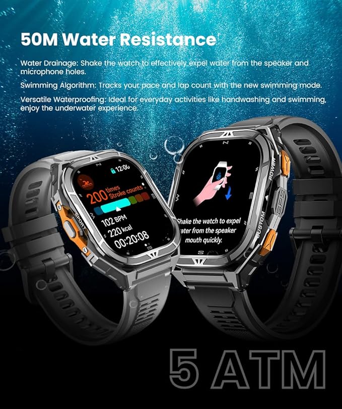 2025 GPS Sports Smart Watch for Men & Women, 1.96" AMOLED Display Fitness Tracker with Heart Rate, Blood Oxgn, Sleep Monitor, 100+ Sports Modes, Waterproof 5ATM, Compatible with Android & iOS (Black)