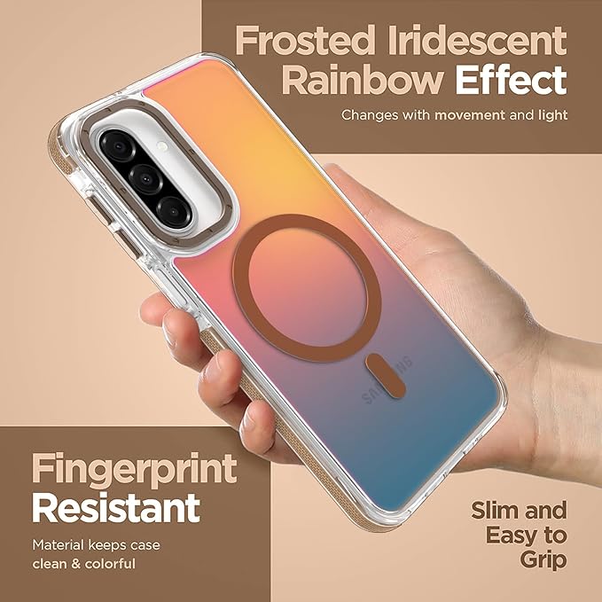MOWIME Magnetic Case for Samsung Galaxy A17 5G [Compatible with Magsafe] [Cute Fashion Fluorescent Design] [1 Screen Protector] Slim Translucent Matte Case for Galaxy A17 5G 6.7", Desert