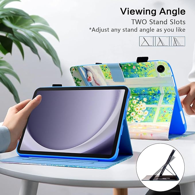 Case for Samsung Galaxy Tab A9+ Plus 11 Inch 2025 2024 2023 (SM-X210/X216/X218), Samsung Tablet A9 Plus Case, Cute PU Leather Folio Stand Cover for Galaxy Tab A9+, Auto Wake/Sleep - Chill Cat