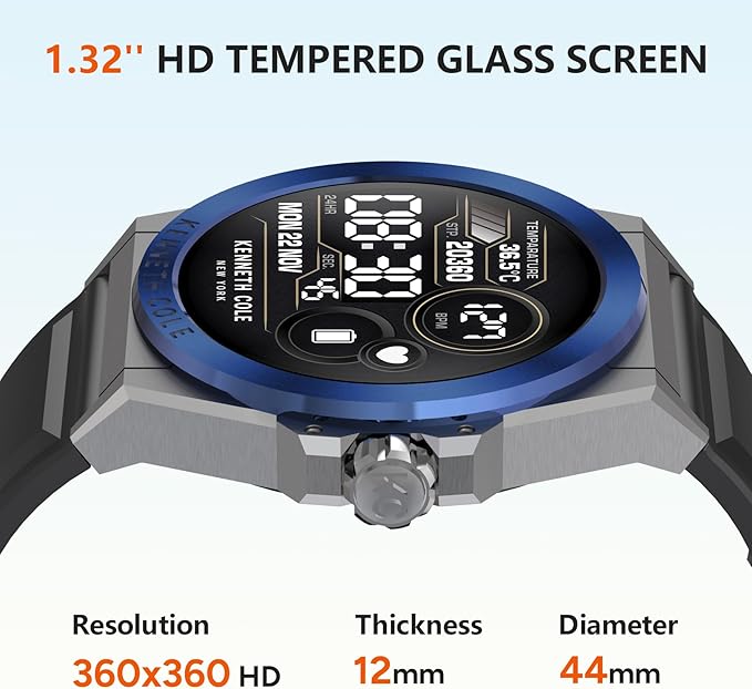 BRIBEJAT Smart Watch for Men, HD 1.32'' Stainless Steel Case Smartwatch, Waterproof Fitness Tracker Pedometer SpO2/Heart Rate/Sleep Monitor, Activity Tracker Compatible with iOS Android Phone