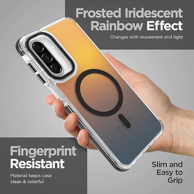 MOWIME Magnetic Case for Samsung Galaxy A17 5G [Compatible with Magsafe] [Cute Fashion Fluorescent Design] [1 Screen Protector] Slim Translucent Matte Case for Galaxy A17 5G 6.7", Black