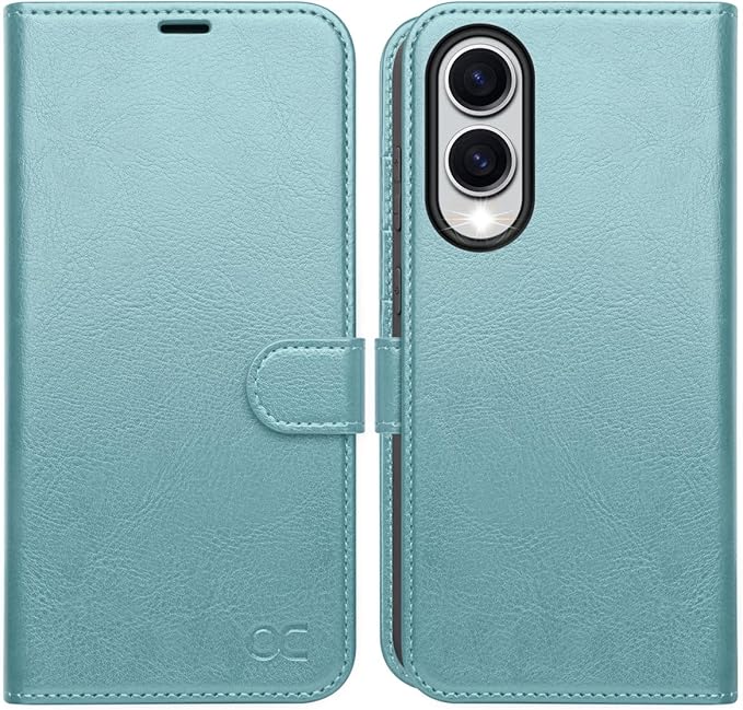 OCASE Compatible with Galaxy S25 Edge Wallet Case, PU Leather Flip Folio Case with Card Holders RFID Blocking Kickstand [Shockproof TPU Inner Shell] Protective Phone Cover 2025, Ice Blue