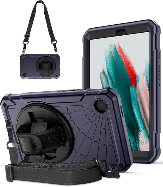 Case for Samsung Galaxy Tab A9 8.7 Inch 2023, 360° Rotating Stand, Hand Strap&Shoulder Strap Case for Samsung A9 Tablet(SM-X110/X115/X117) (Blue)