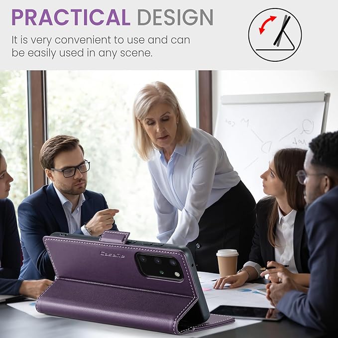 Case for Samsung Galaxy S20 Plus Wallet Case, RFID Blocking PU Leather Flip Folio Cover Card Holder Kickstand Shockproof Phone Case Compatible with Samsung Galaxy S20 Plus, Purple