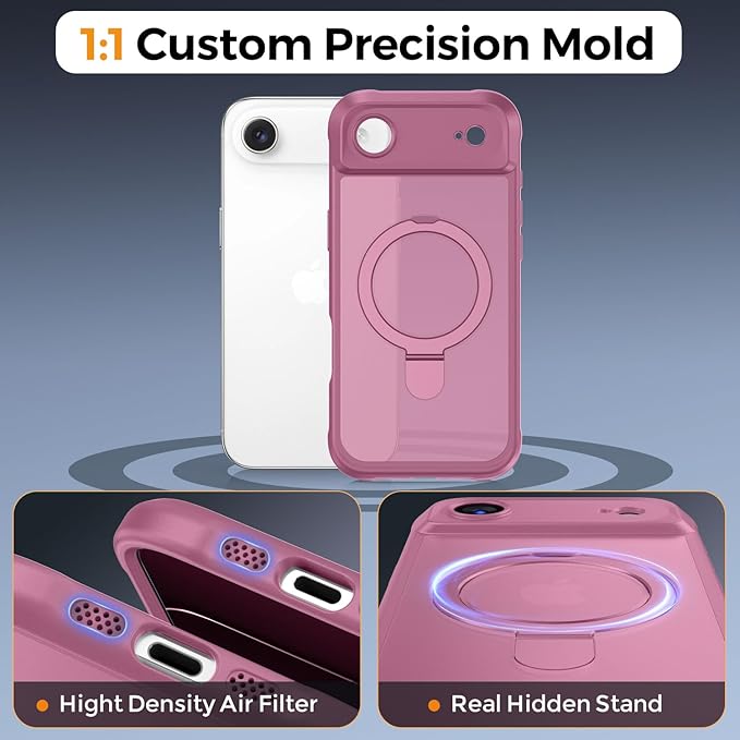 MOCCA Compatible with iPhone Air Case with Magnetic Invisible Stand [Full Camera Protection] [Compatible with Magsafe] Military Drop Shockproof Translucent Matte Phone Case Cover 6.5",Lavender Purple