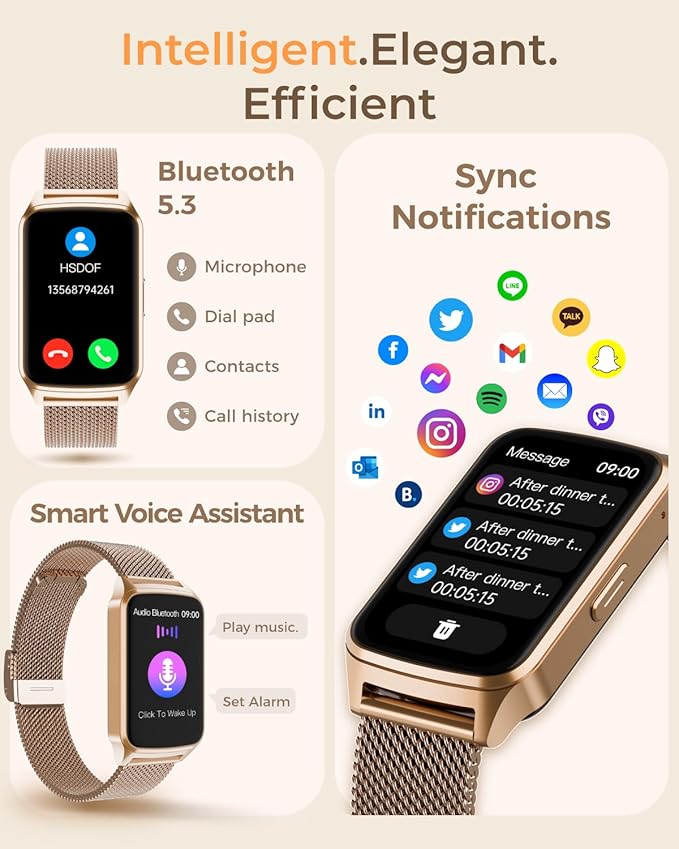 Fitness Tracker Watch for Women Men, Step Counter Work For iPhone and Android, IP68 Waterproof, Activity Track with Calorie, Sleep Monitor, 110+ Sports Modes Pedometer Smart Smartwatch (Gold, 1.57)