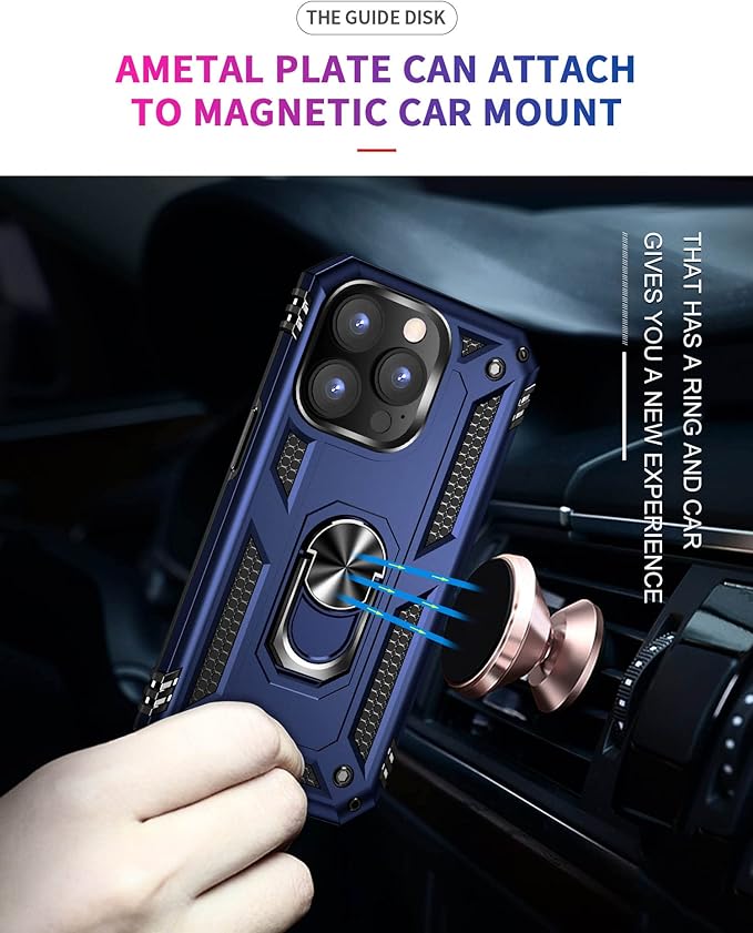 ADDIT Phone Case for iPhone 14 Pro Max Case,with Kickstand Ring,Adjustable Stand,Military Grade,Heavy Duty Protection,Shockproof,Anti-Fingerprint,Support Magnet Car Mount,Blue