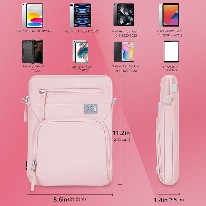 11 Inch Tablet Sleeve, Compatible with iPad Pro 11 (5th–1st Gen, M4/M2/M1), 10.9" iPad Air (7th–4th Gen, M3/M2), Microsoft Surface Go & Other 11" Tablets, Water-Resistant Case