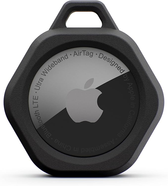 URBAN ARMOR GEAR UAG Compatible with AirTag Case Scout Rugged Anti-Scratch Lightweight Silicone Protective Cover Holder with Carabiner Attachment for Keys, Pets, Backpacks - Black