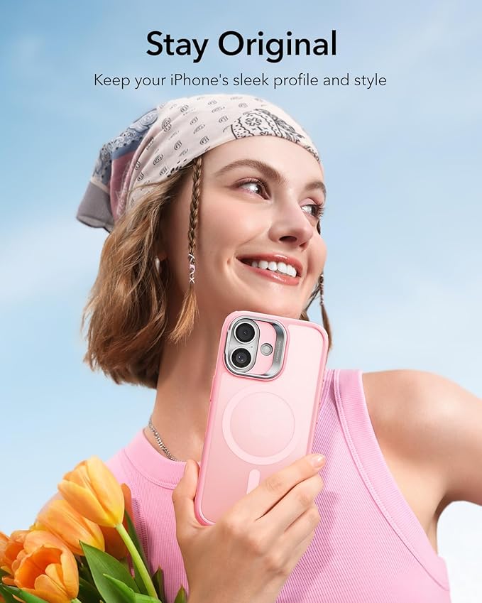 ESR for iPhone 17 Case with Stand, Camera Control Cover Compatible with MagSafe, Military-Grade Drop Protection Magnetic Phone Case for iPhone 17, Scratch-Resistant Back Cover,Frosted Bubblegum Pink