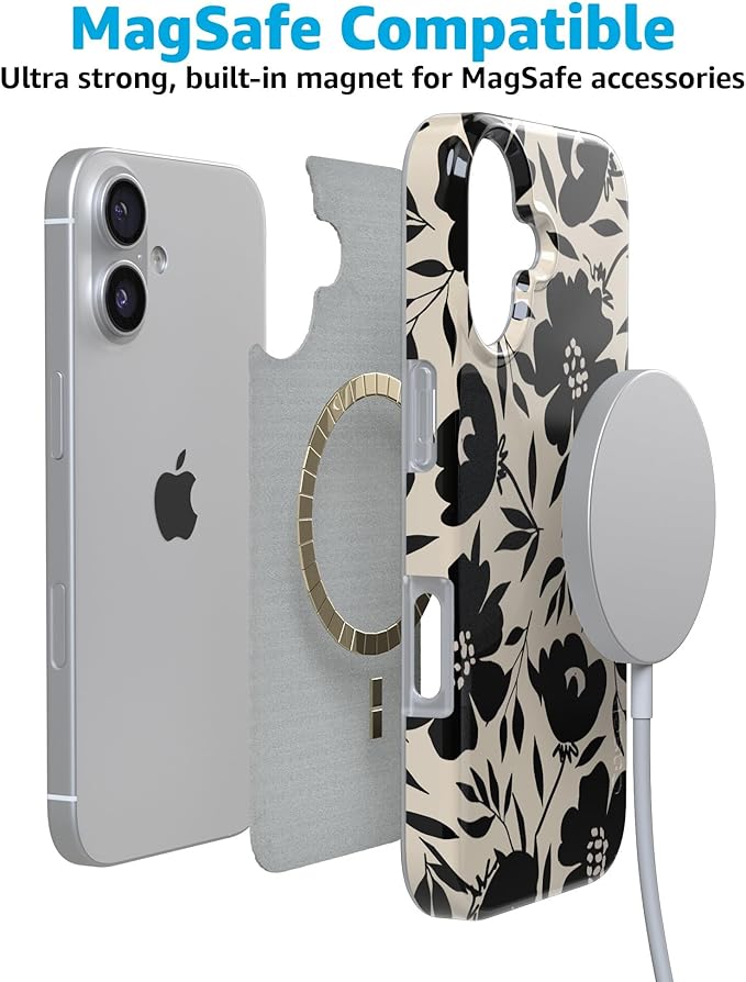 Casely iPhone 17 Case | Dark Fantasy | Contrast Floral | Compatible with MagSafe | Classic Ultra Slim Design