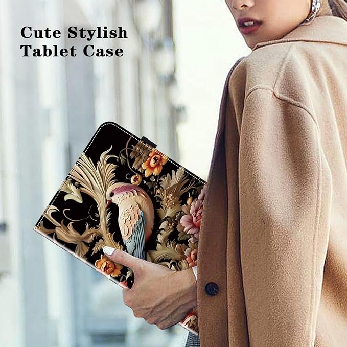 Case for Lenovo Tab M9 Cover 9.0 inch (TB-310FU,2023 Released),PU Leather Flip Stand Case with Elastic Band for Lenovo Tab M9 Tablet - Flower Birds