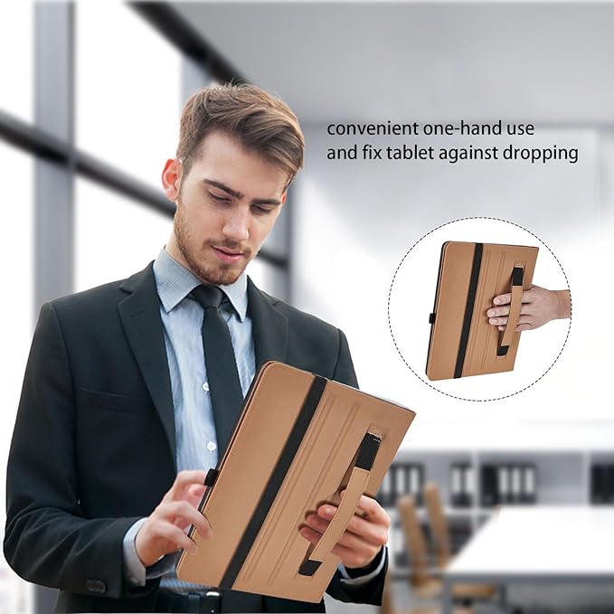 Case for Samsung Galaxy Tab A 8.4 2020 - SM-T307/SM-T307U Protective Case with Pocket, PU Leather Business Folio Tablet Cover with Hand Strap, Black