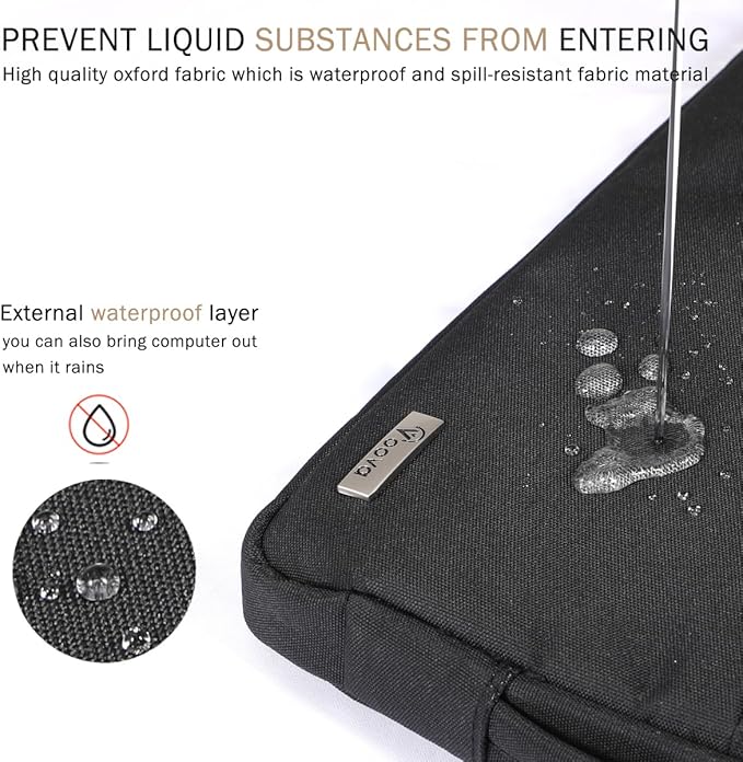 Voova 14 15 Inch Laptop Sleeve Case, Waterproof Computer Bag Cover Compatible with MacBook Air 15 M2/M3/M4 2022-2025, MacBook Pro 15, Hp chromebook 14, 14-15” Dell Lenovo Acer Asus, Black